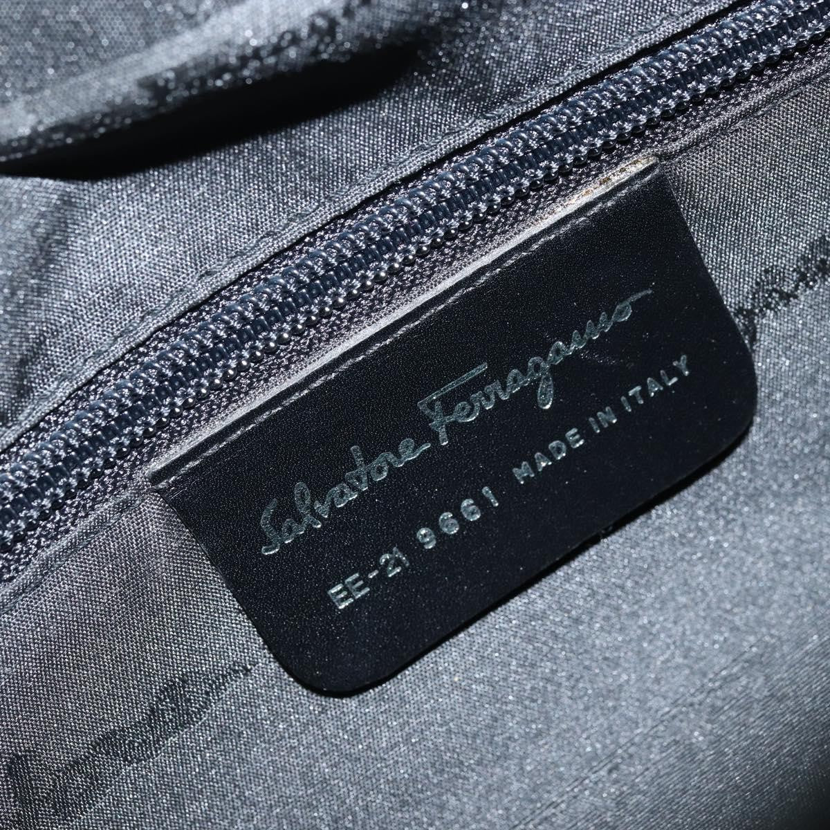 Salvatore Ferragamo Vala Canvas Gray Canvas Handbag (Pre-Owned)