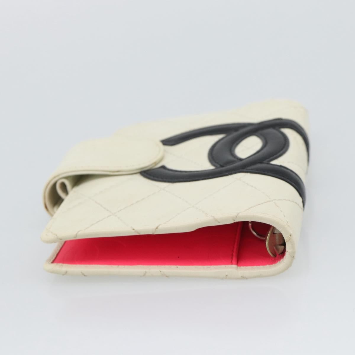 Chanel Cambon Zipped Pocket Quilted Lambskin White Leather Wallets Accessory (Pre-Owned)