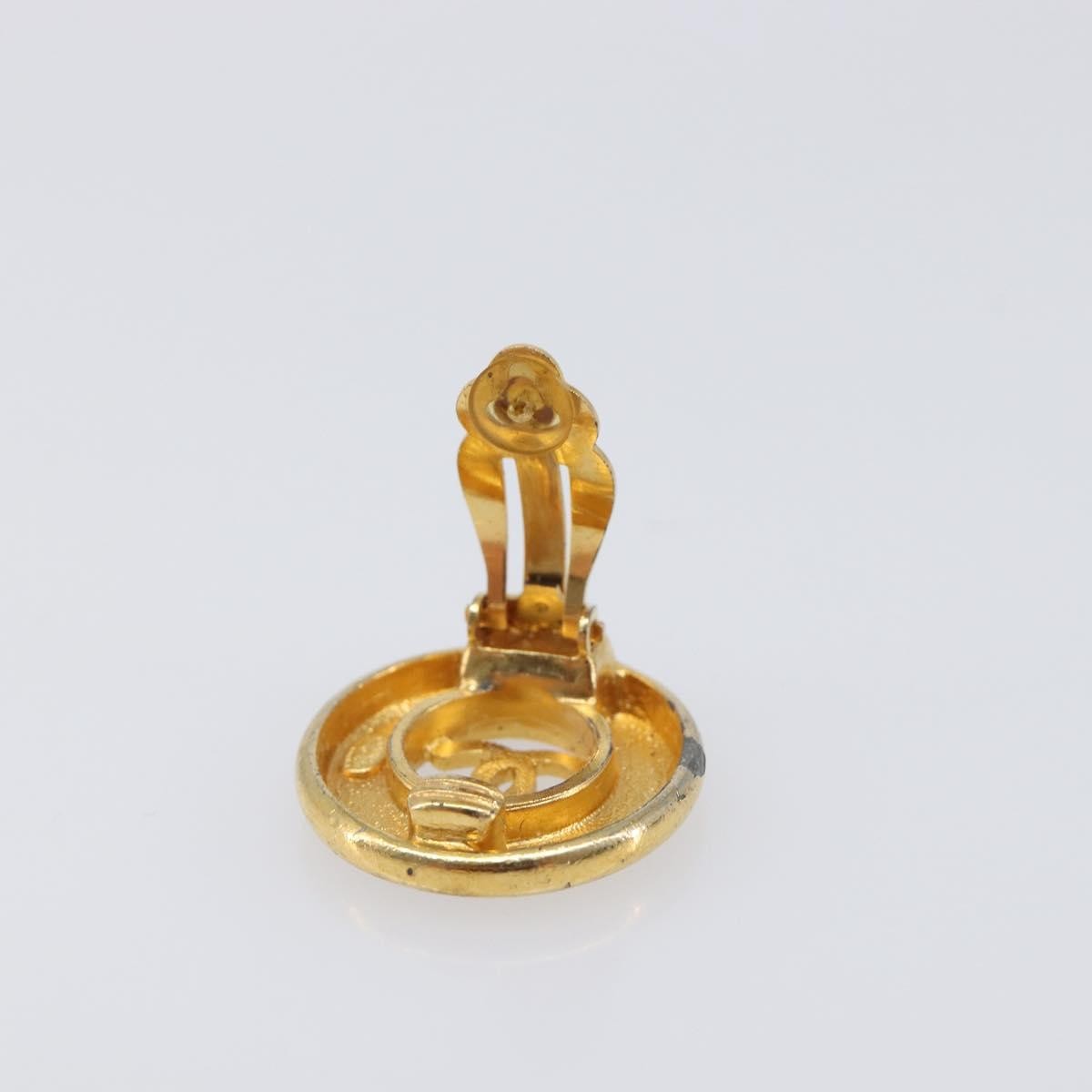 Chanel Vintage Cc Round Clip-On Metal Gold Metal Earrings Jewelry (Pre-Owned)
