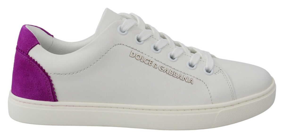 Dolce & Gabbana White Suede Leather Low Top Sneakers Women's Shoes