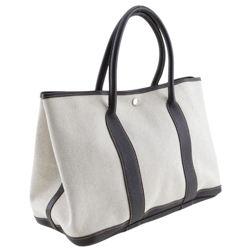 Hermès Garden Party Grey Canvas Tote Bag (Pre-Owned)