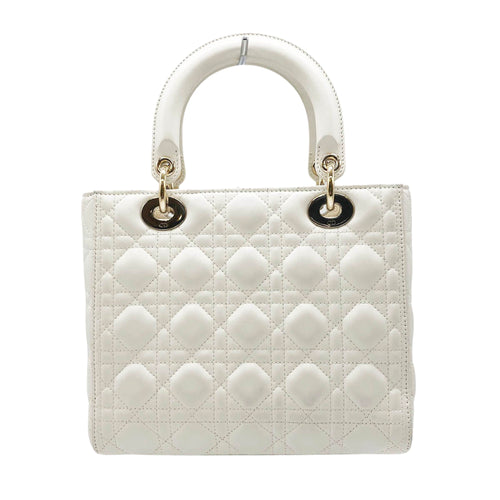 Dior Lady Dior White Leather Handbag (Pre-Owned)
