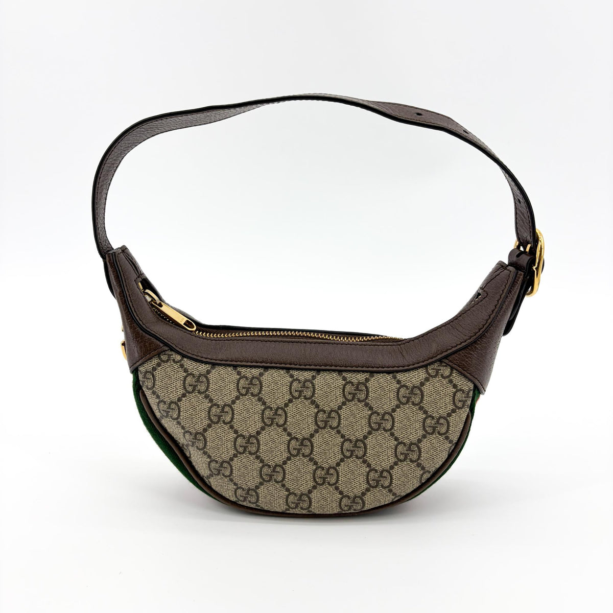 Gucci Ophidia Half Moon Gg Coated Canvas Brown Canvas Handbag (Pre-Owned)