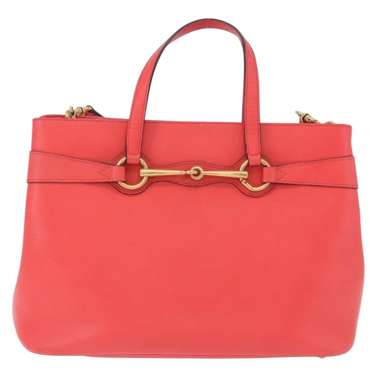 Gucci Bright Bit Convertible Leather Red Leather Tote Bag Bag (Pre-Owned)