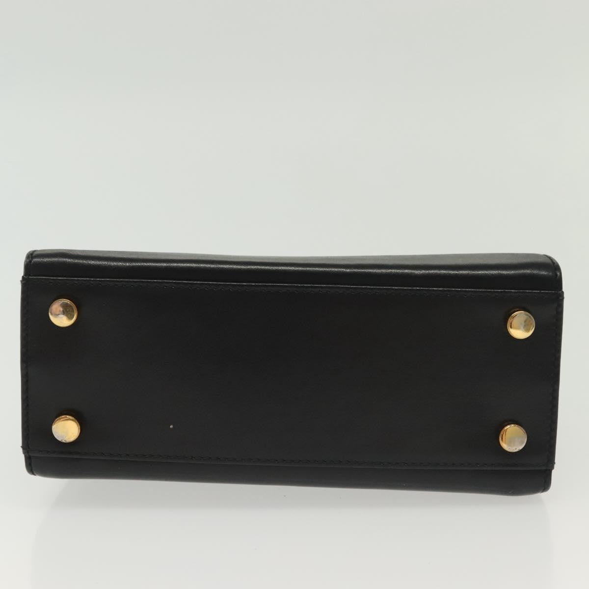 Salvatore Ferragamo Vintage Gancini Convertible Top Handle Leather Black Leather Handbag (Pre-Owned)