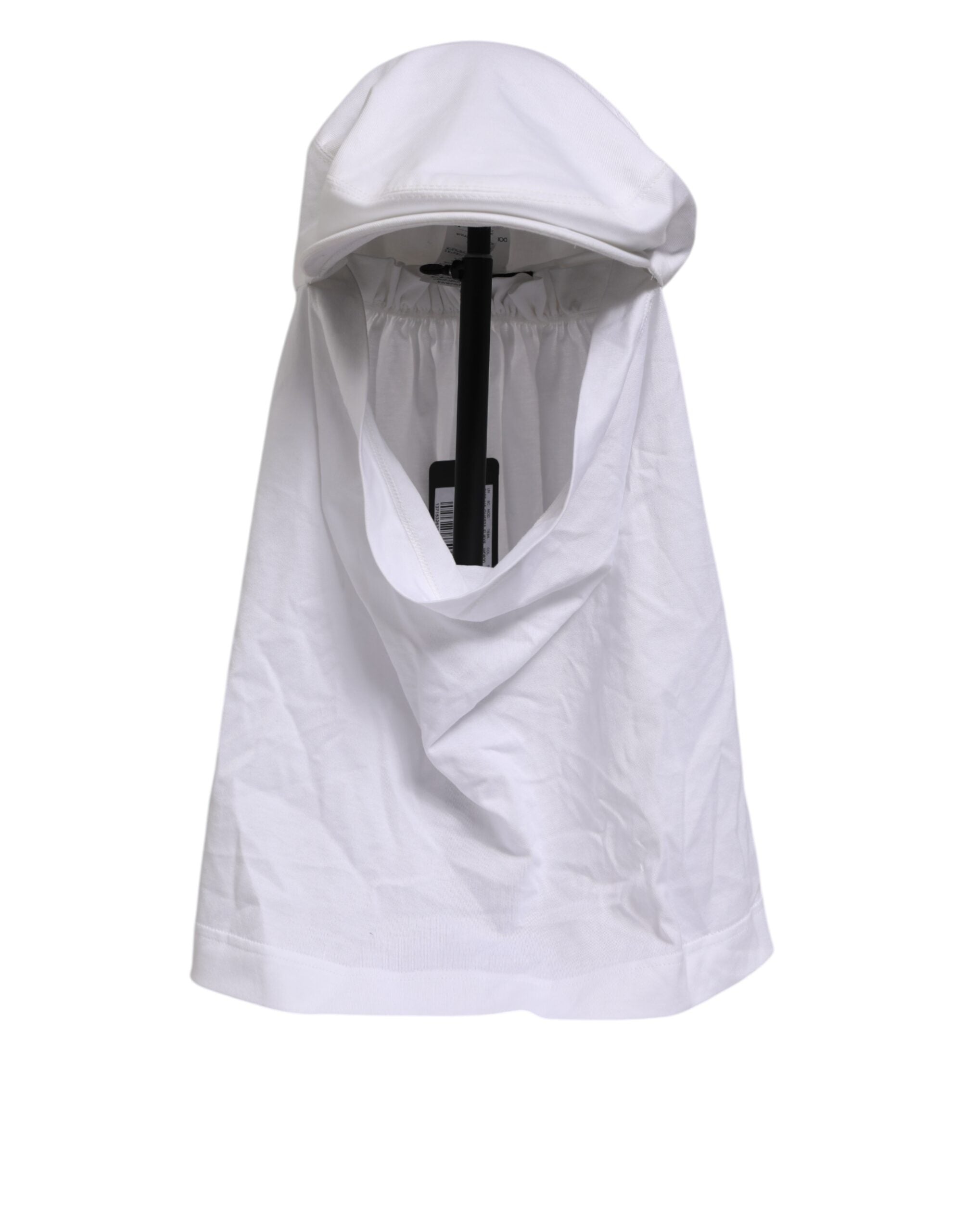 Dolce & Gabbana White Cotton DG Logo Plaque Baseball Balaclava Men's Hat