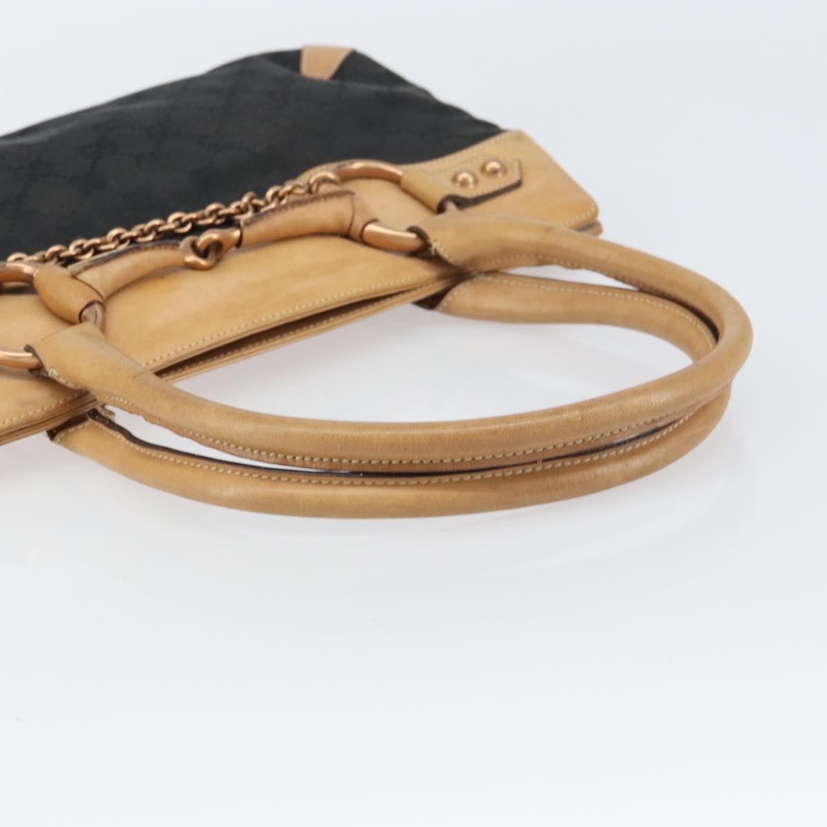 Gucci Horsebit Bracket Tote Gg Canvas And Leather Black Canvas Tote Bag Bag (Pre-Owned)