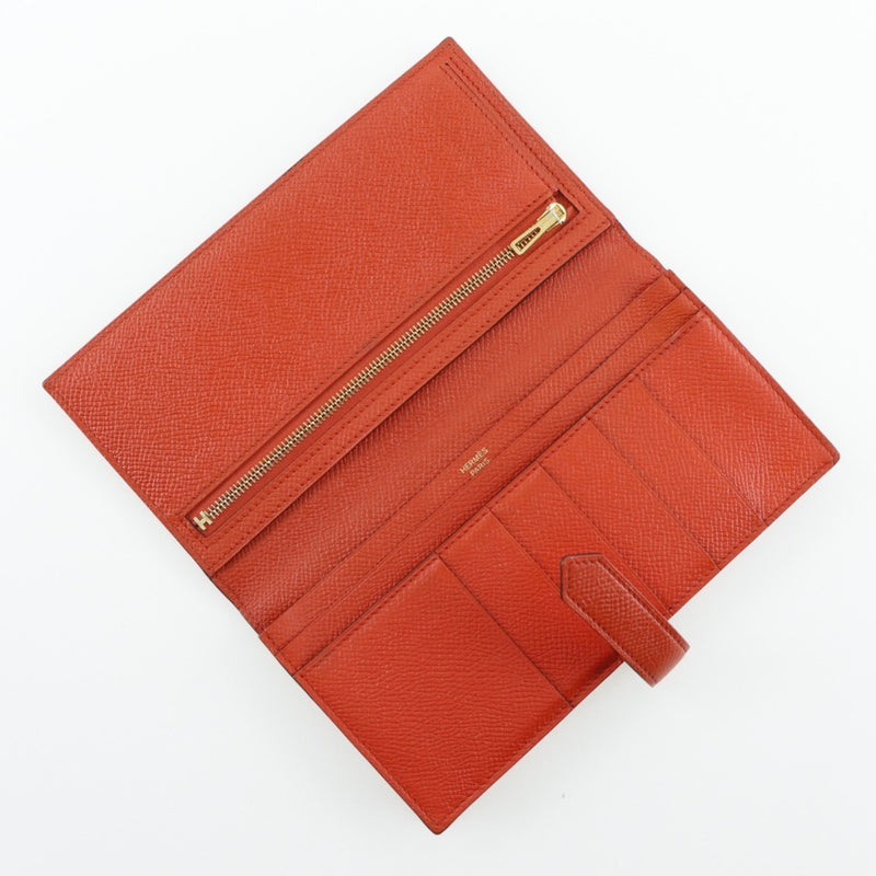 Hermès Béarn Orange Leather Wallet  (Pre-Owned)