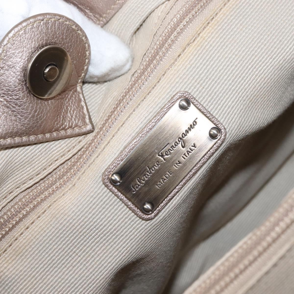 Salvatore Ferragamo Vala Tote Leather Beige Leather Tote Bag Bag (Pre-Owned)