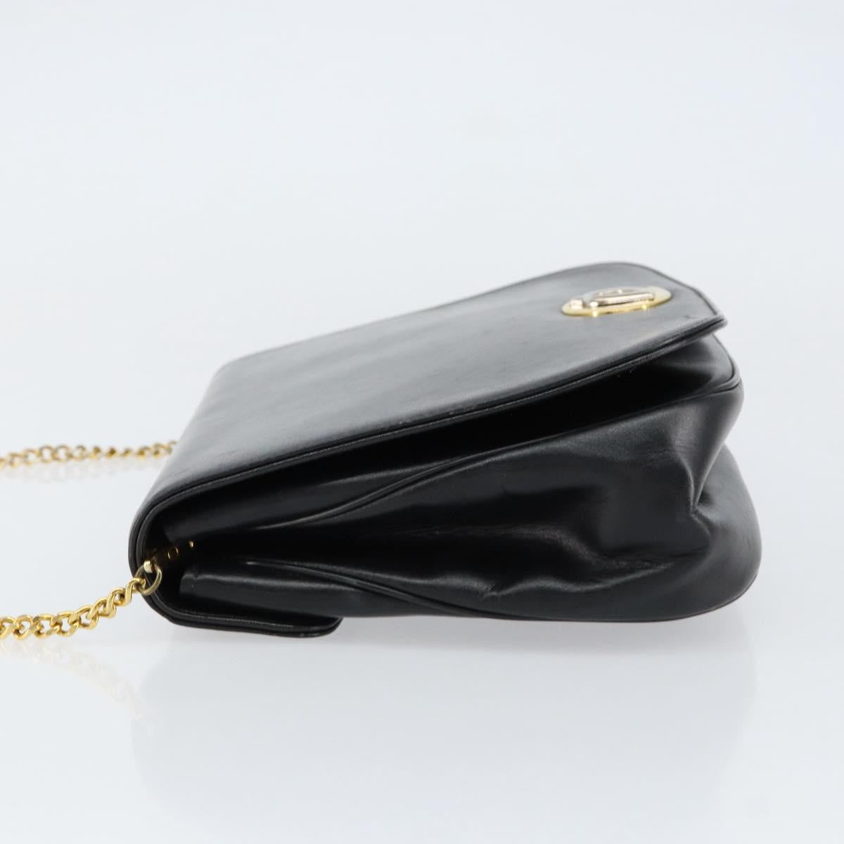 Christian Dior Vintage Chain Flap Diorissimo Canvas Black Leather Shoulder Bag Bag (Pre-Owned)
