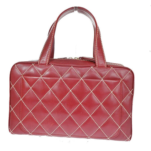 Chanel Wild Stitch Red Leather Handbag (Pre-Owned)