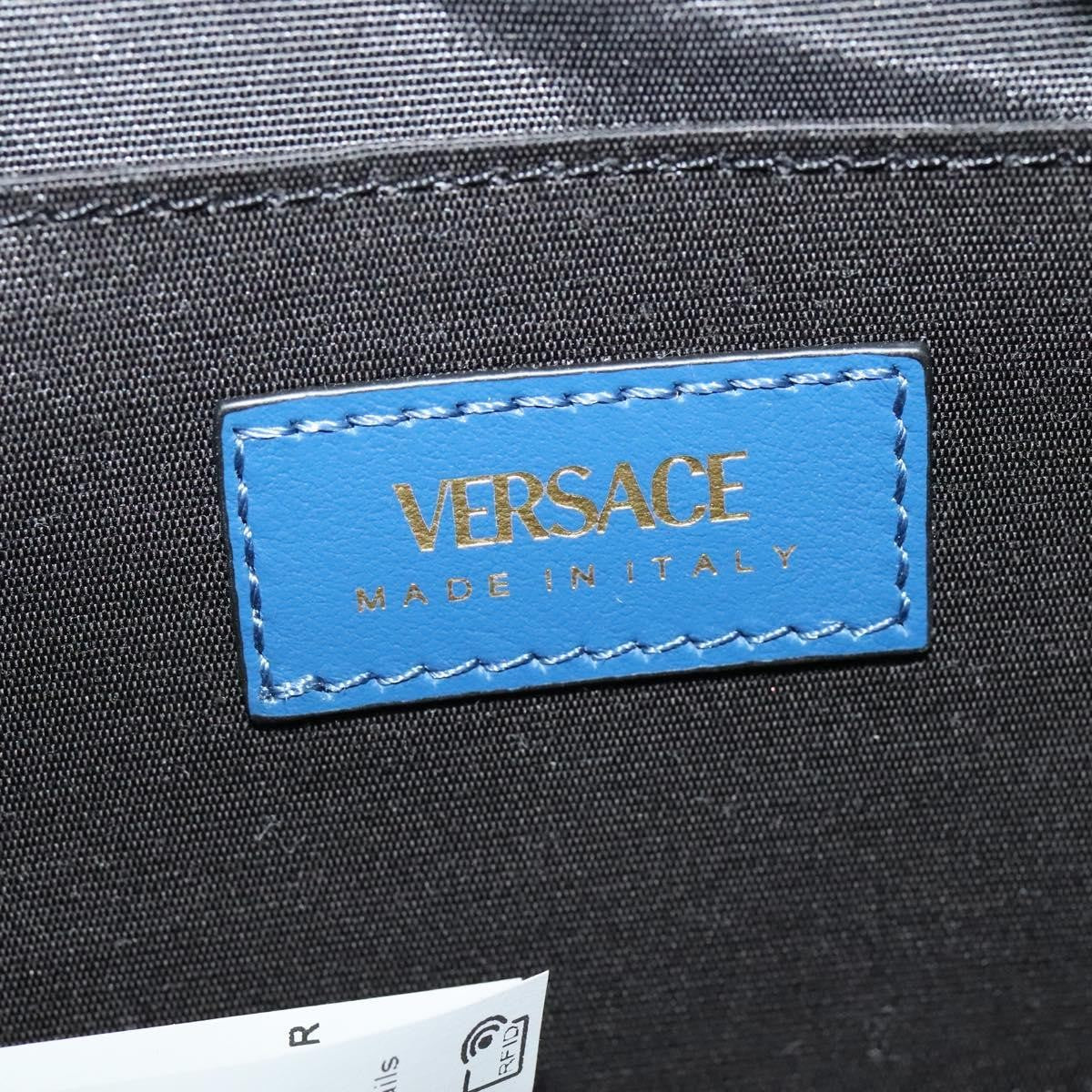Versace Medusa Icon Front Slip Pocket Camera Quilted Denim Blue Canvas Shoulder Bag Bag (Pre-Owned)