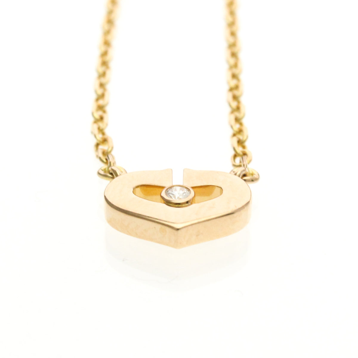 Cartier C Heart De Cartier Pendant 18K Rose Gold With Diamond Gold Pink_Gold Necklace Jewelry (Pre-Owned)