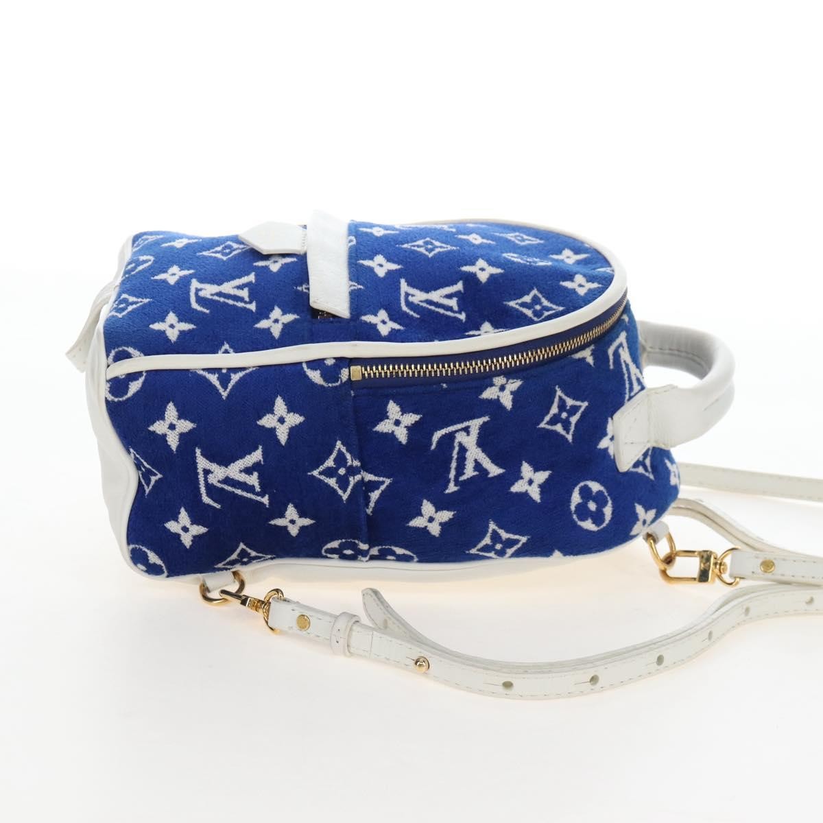 Louis Vuitton Palm Springs Lv Match Monogram Jacquard Velvet Blue Canvas Backpack Bag (Pre-Owned)