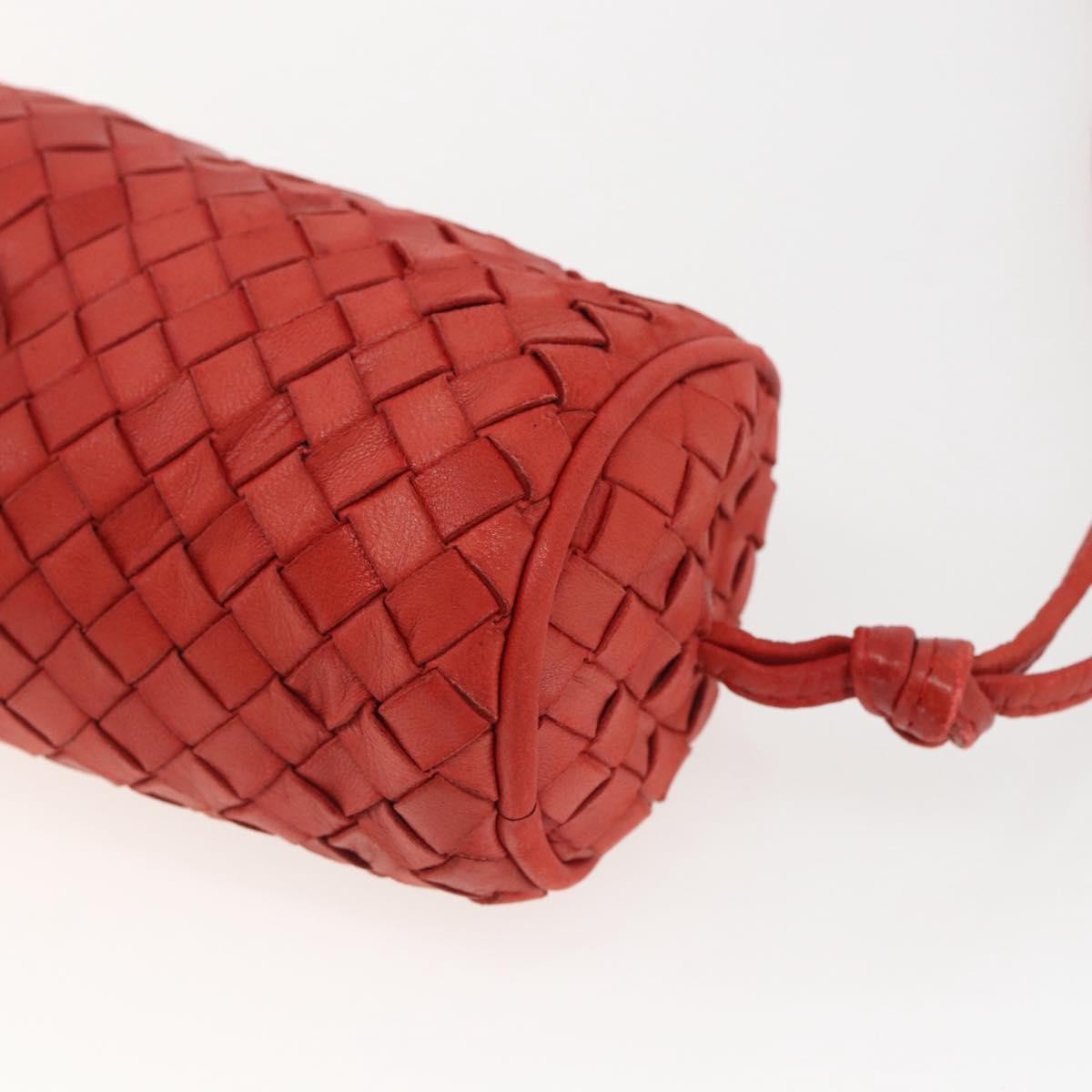 Bottega Veneta Intrecciato Clutch Leather Red Leather Clutche & Pouche Bag (Pre-Owned)