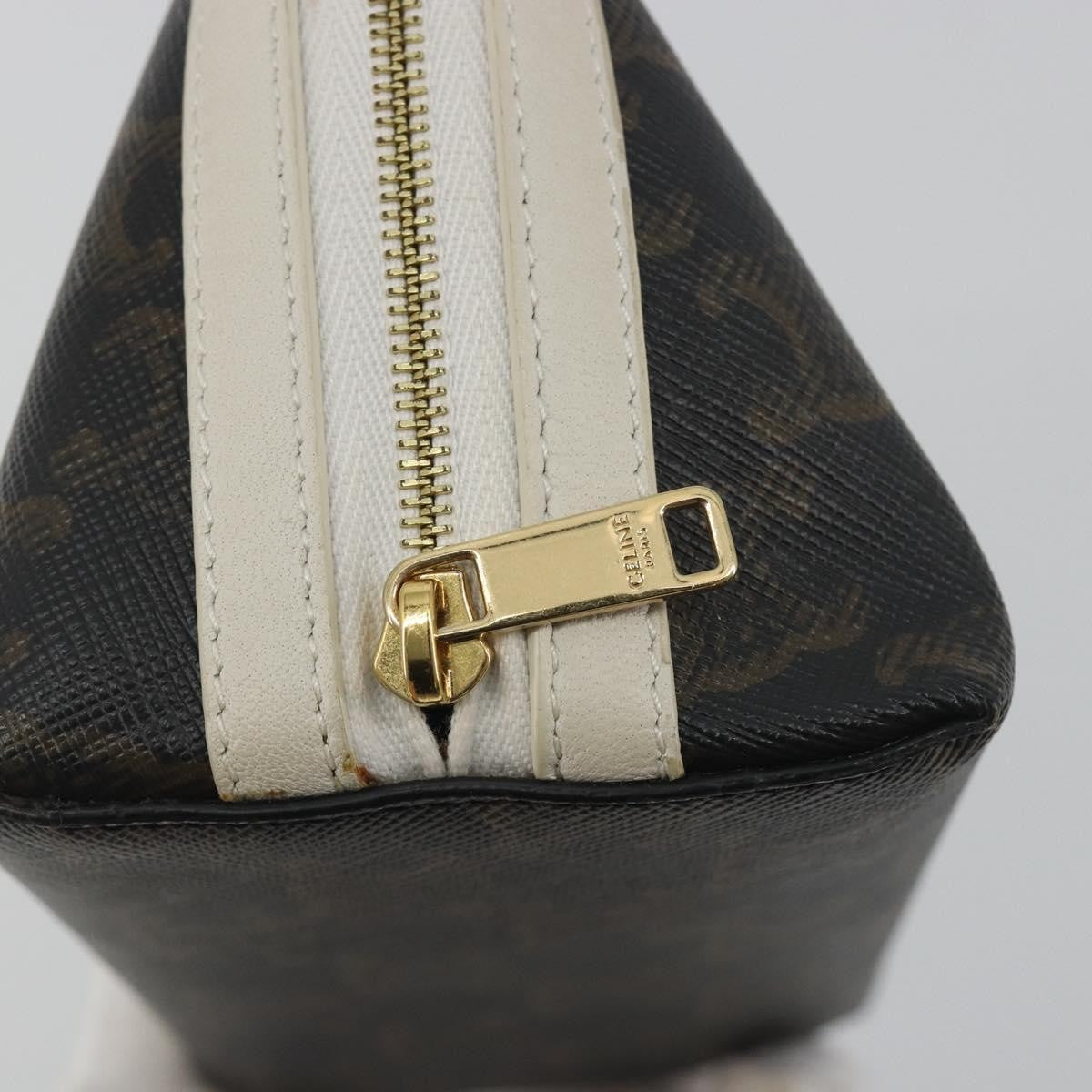 Celine Zip Around Chain Clutch Triomphe Coated Canvas Brown Canvas Clutche & Pouche Bag (Pre-Owned)