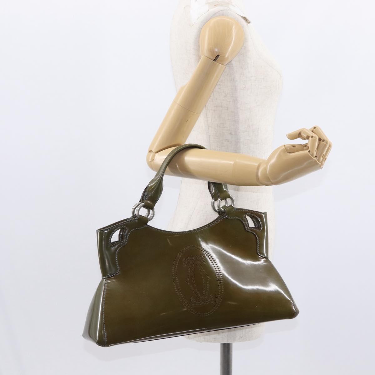 Cartier Marcello Patent Leather Khaki Patent_Leather Handbag (Pre-Owned)