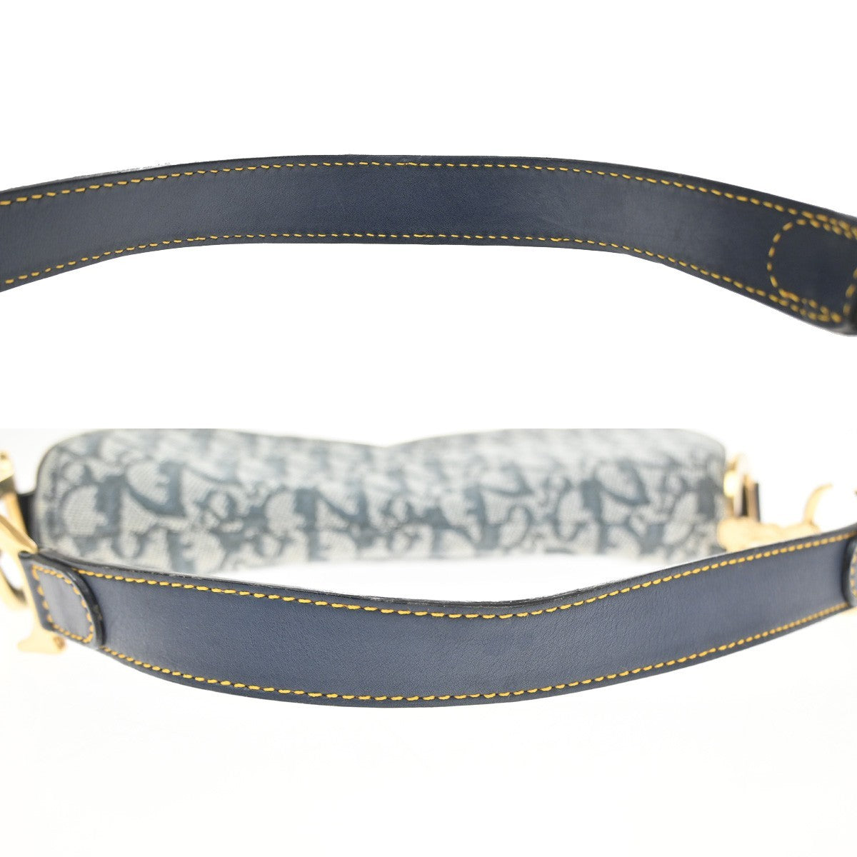 Christian Dior Saddle Oblique Canvas Navy Canvas Handbag (Pre-Owned)