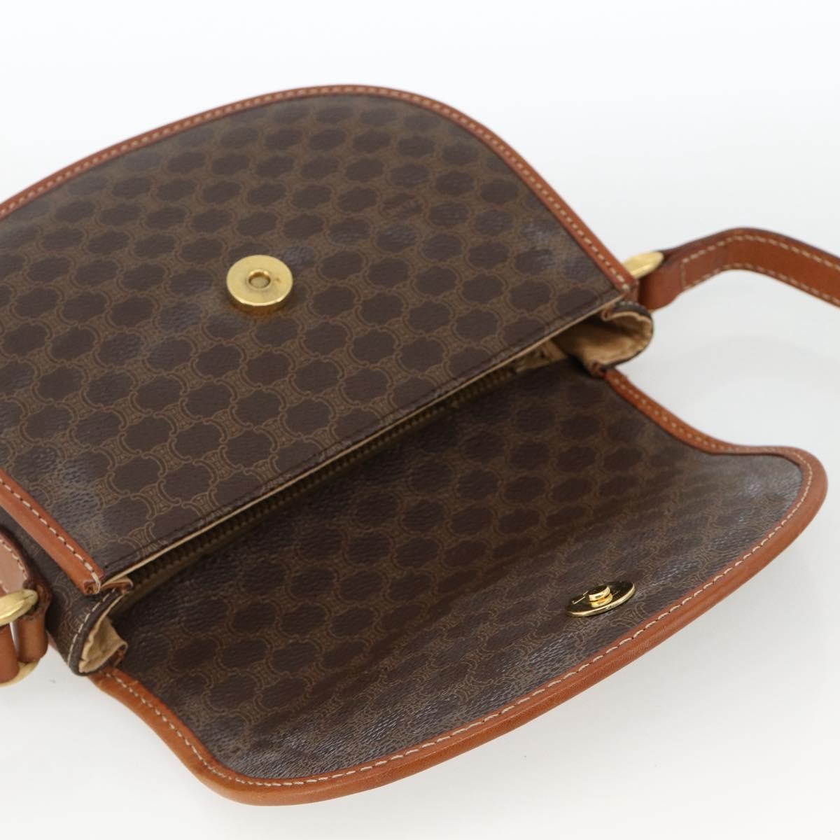 Celine Vintage Macadam Canvas And Leather Brown Canvas Shoulder Bag Bag (Pre-Owned)