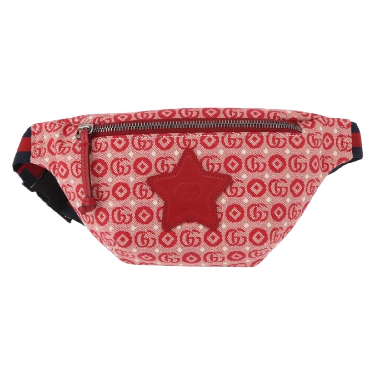 Gucci Children's Belt Gg Coated Canvas Red Canvas Handbag (Pre-Owned)
