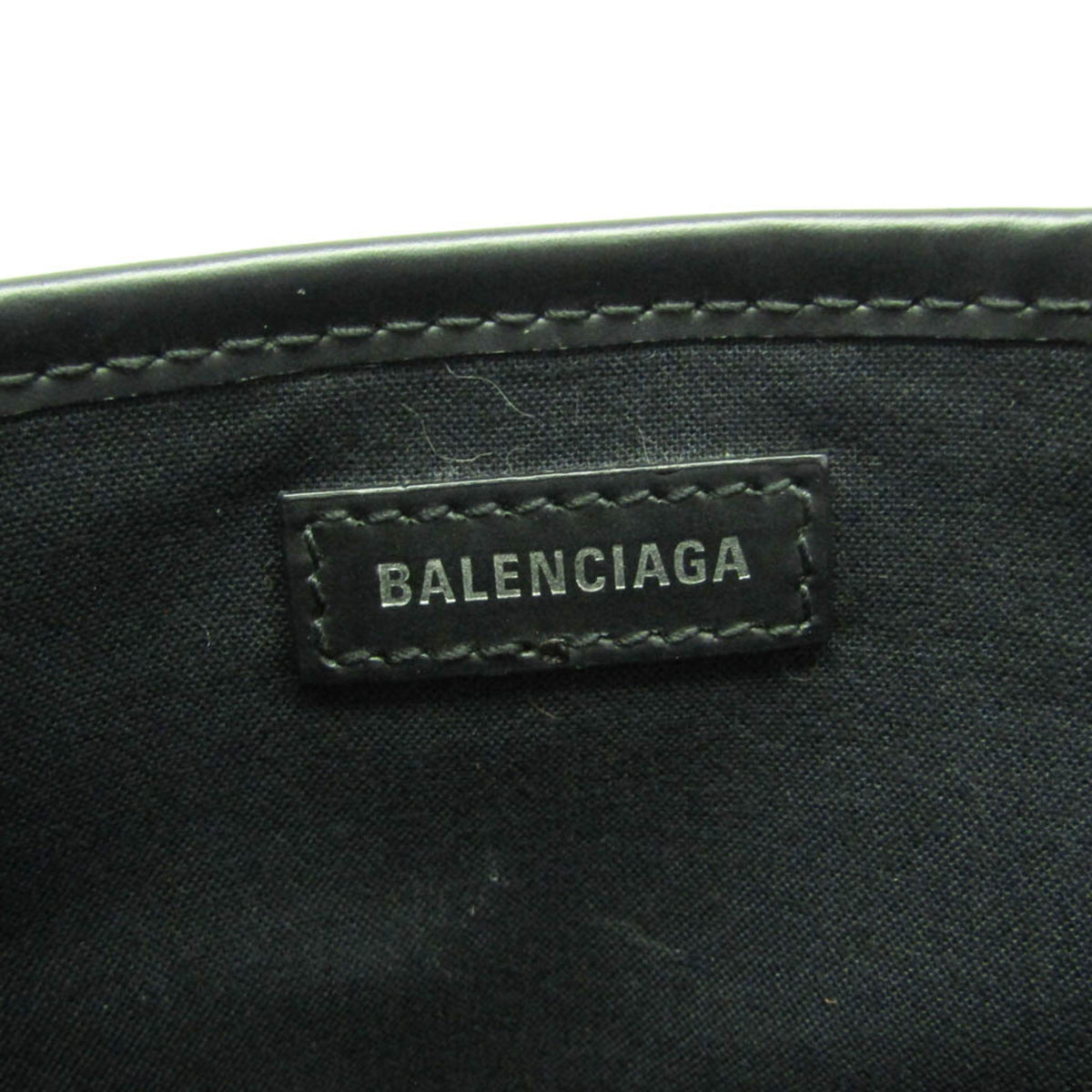 Balenciaga Navy Cabas Canvas With Leather Black Canvas Tote Bag Bag (Pre-Owned)
