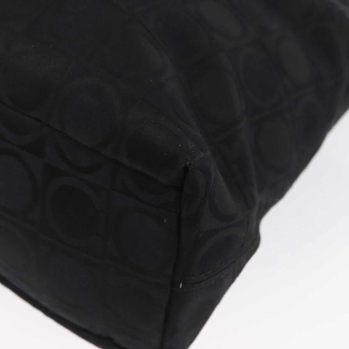 Salvatore Ferragamo Gancini Tote Gancini Canvas Black Canvas Tote Bag Bag (Pre-Owned)