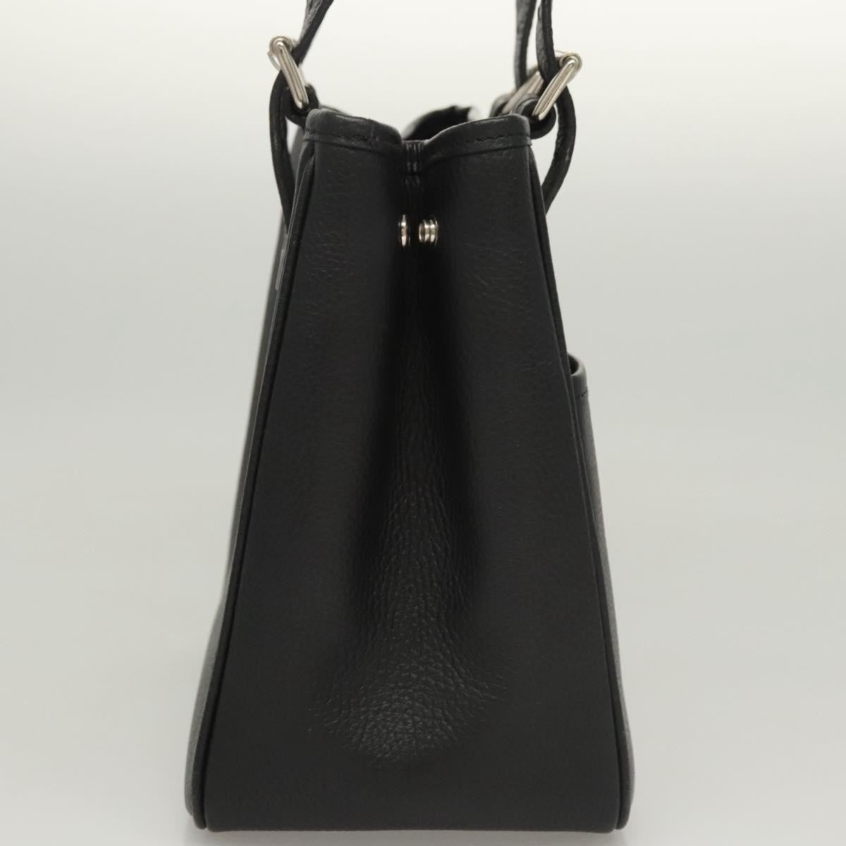 Burberry Vintage Vintage Check Coated Canvas Black Leather Handbag (Pre-Owned)