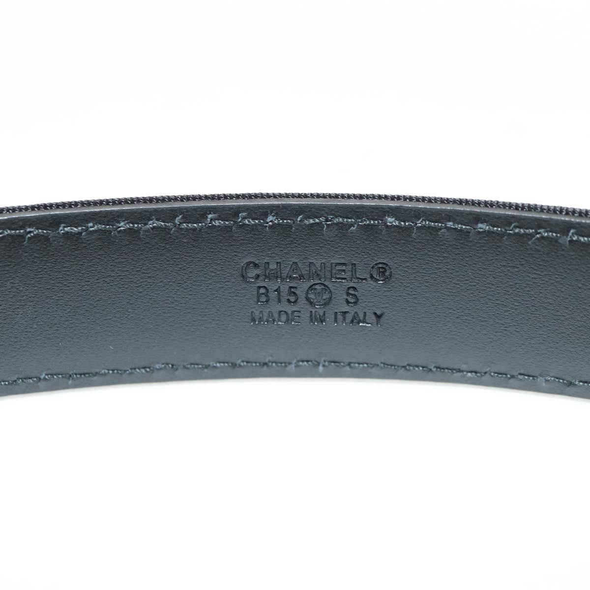 Chanel Logo Belt Leather With Metal And Crystals Black Leather Belts Accessory (Pre-Owned)