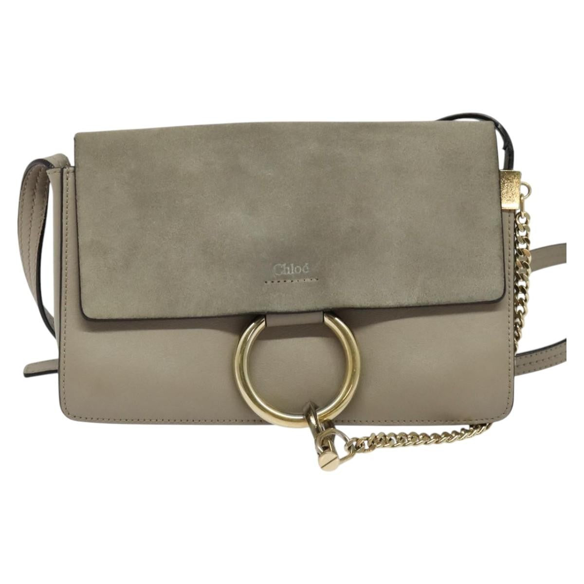 Chloe Faye Leather And Suede Beige Leather Shoulder Bag Bag (Pre-Owned)