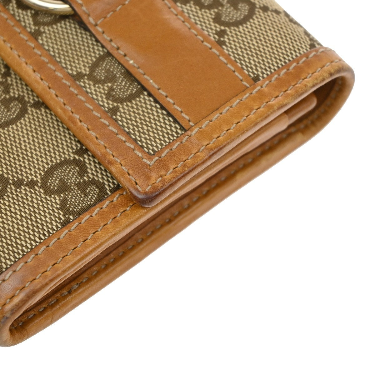 Gucci Vintage Horsebit Continental Gg Canvas And Leather Brown Canvas Wallets Accessory (Pre-Owned)
