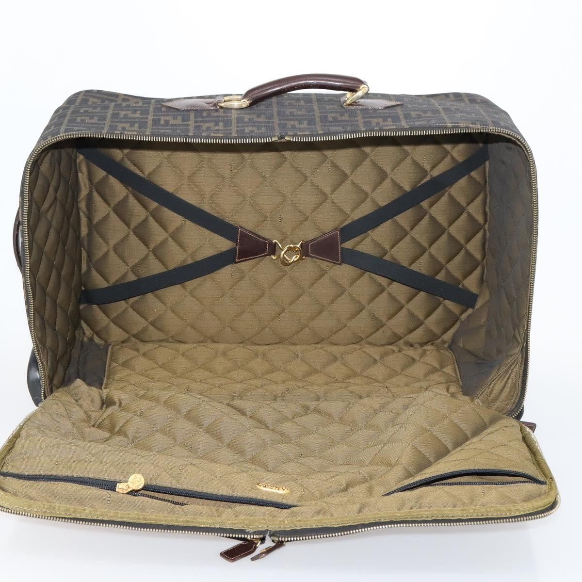 Fendi Vintage Rolling Suitcase Zucca Canvas Brown Canvas Travel Bag Bag (Pre-Owned)
