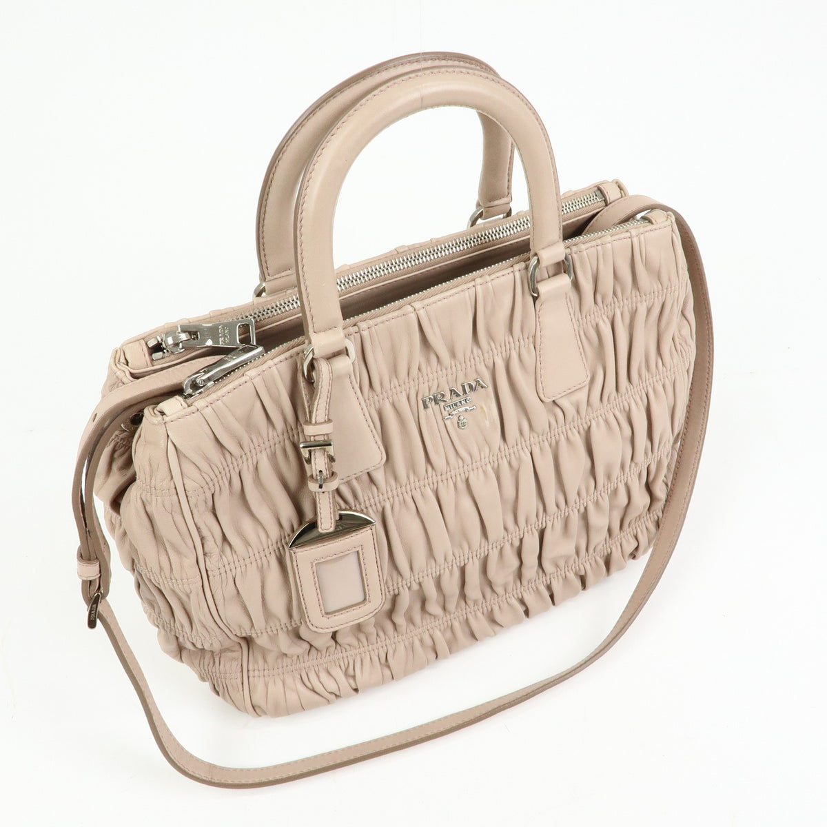 Prada Gaufre Nappa Leather Beige Leather Tote Bag Bag (Pre-Owned)