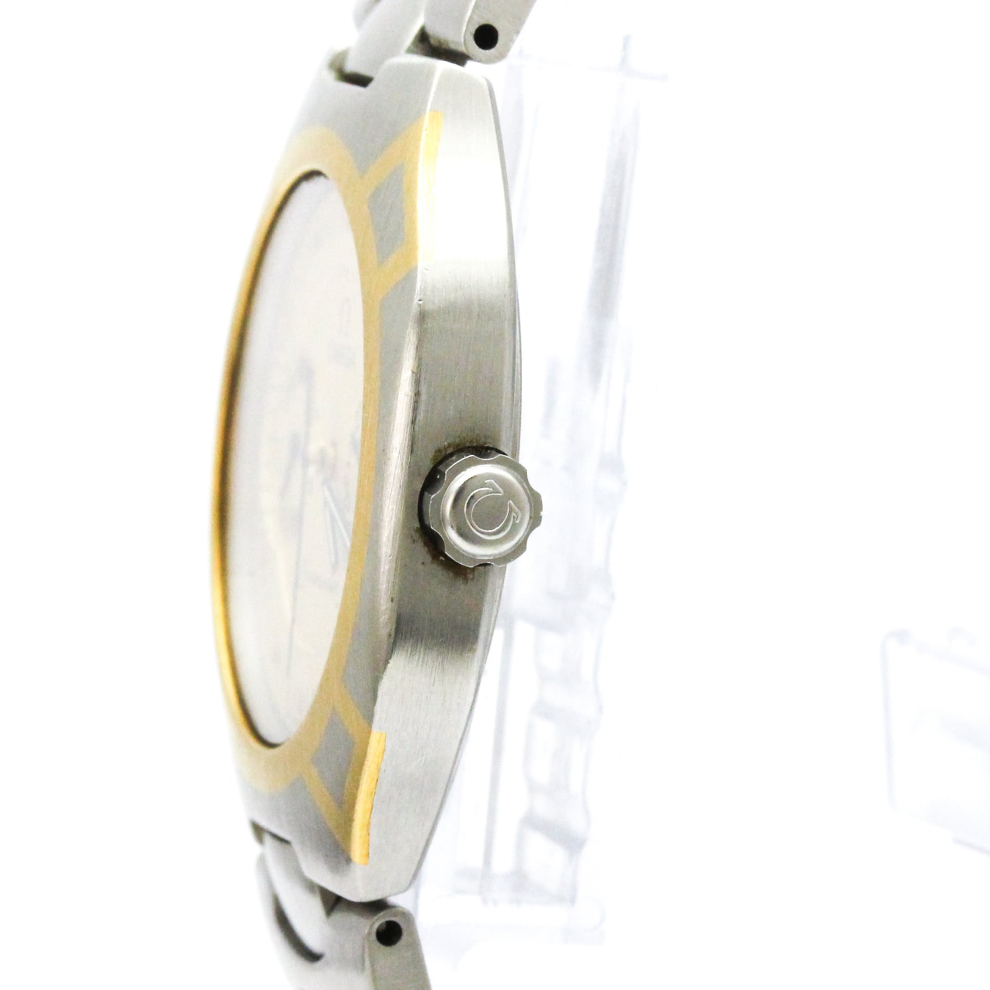 Omega Seamaster Polaris Day-Date Quartz Stainless Steel With Plated Metal Watch (Pre-Owned)