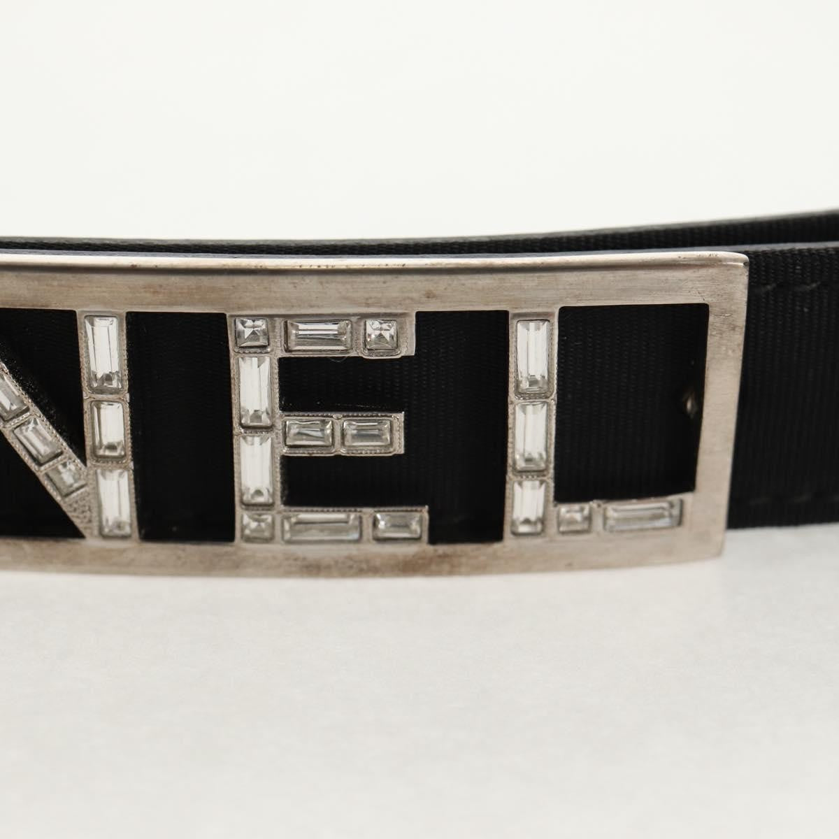 Chanel Logo Belt Leather With Metal And Crystals Black Leather Belts Accessory (Pre-Owned)