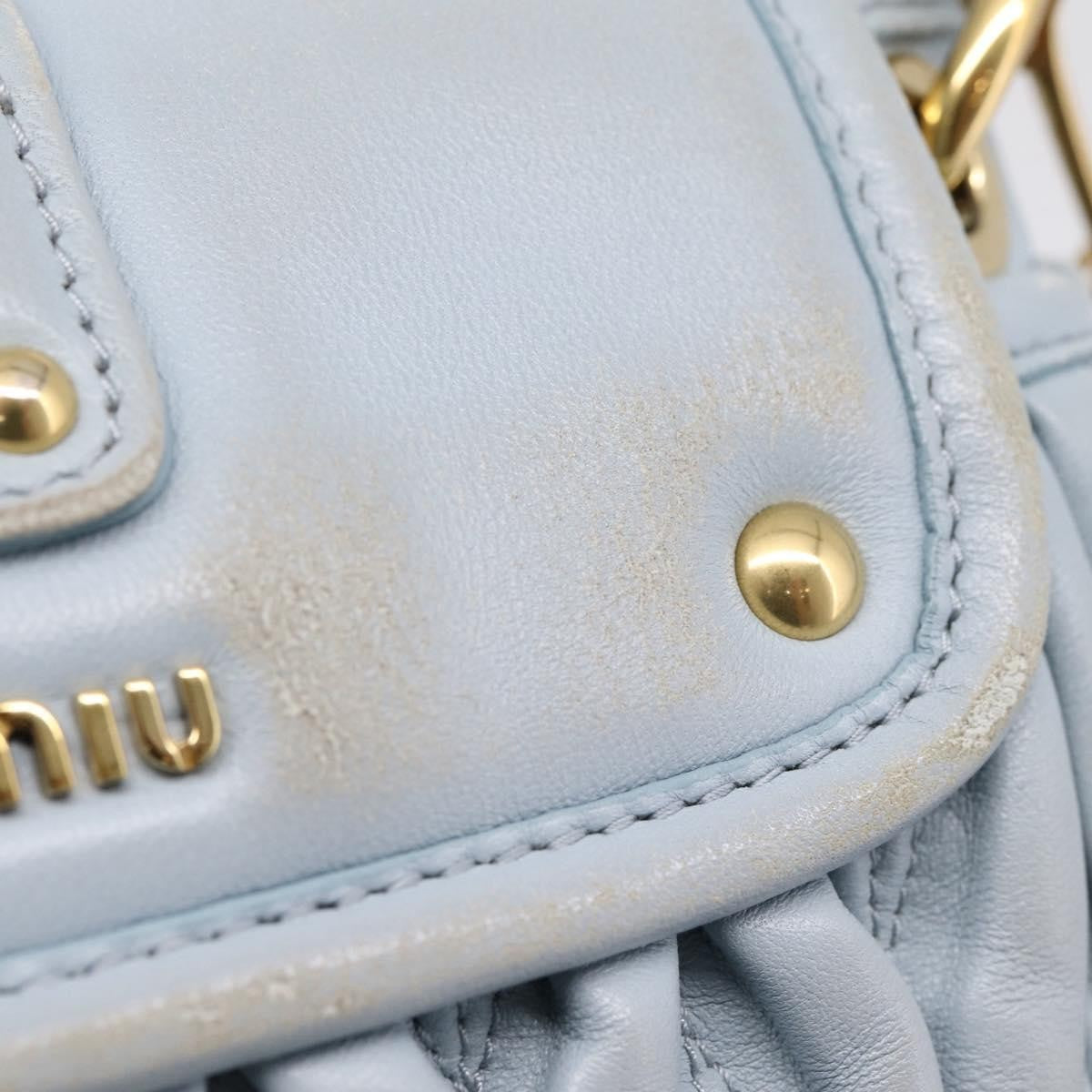 Miu Miu Coffer Hobo Matelasse Leather Blue Leather Handbag (Pre-Owned)