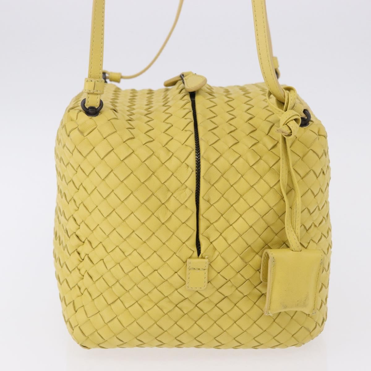 Bottega Veneta Zip Cube Messenger Intrecciato Nappa Yellow Leather Shoulder Bag Bag (Pre-Owned)