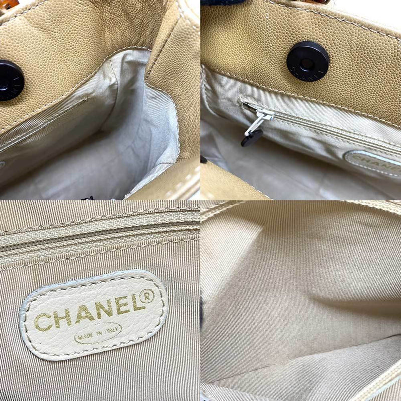 Chanel Logo Cc Camel Leather Handbag (Pre-Owned)