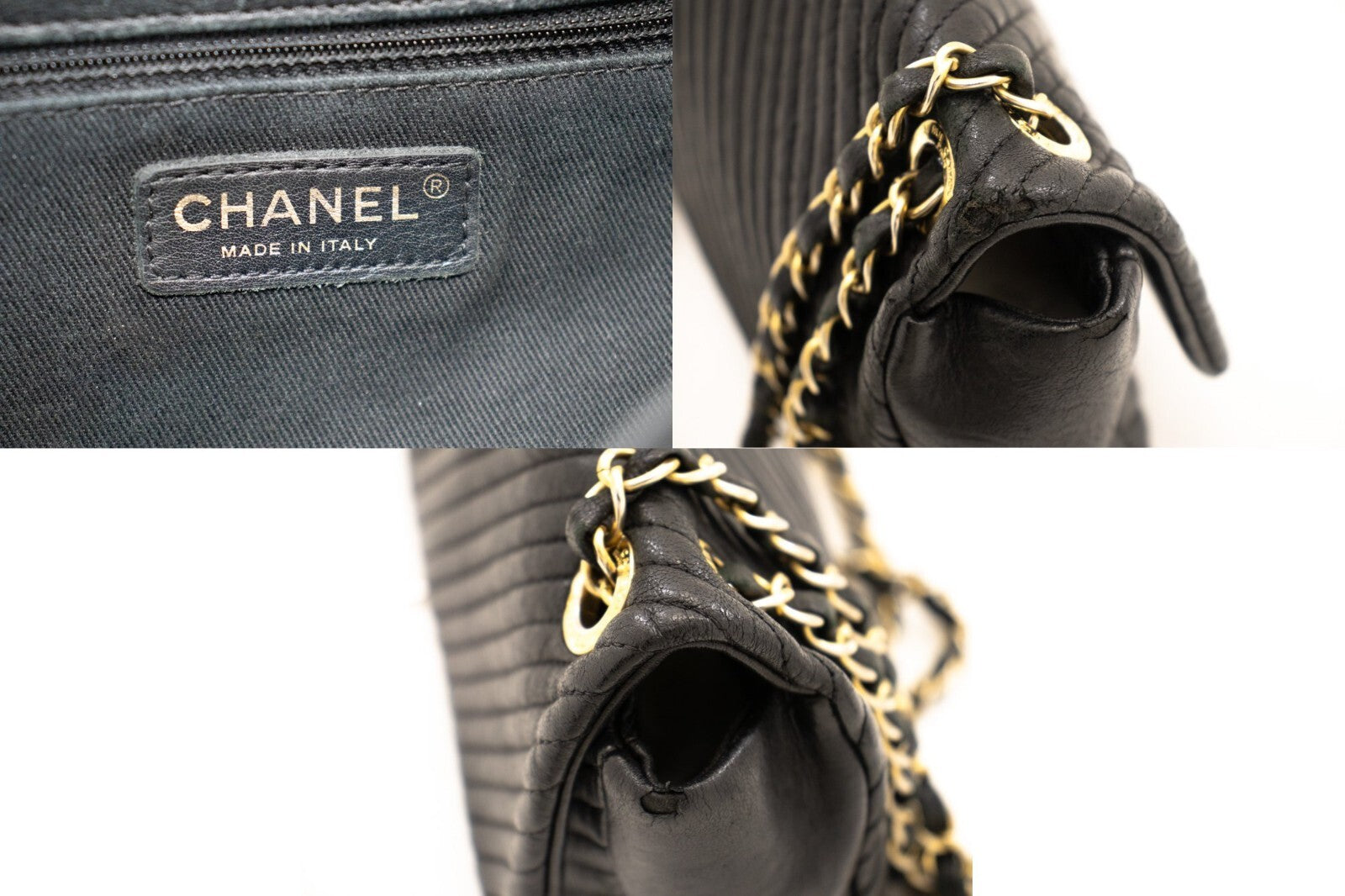 Chanel Classic Single Flap Chevron Lambskin Black Leather Shoulder Bag Bag (Pre-Owned)