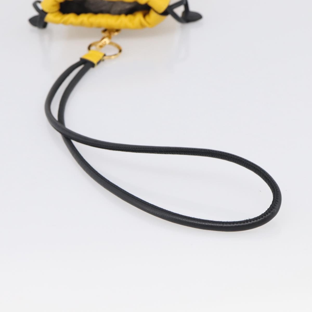 Fendi Logo Drawstring Leather Yellow Leather Handbag (Pre-Owned)