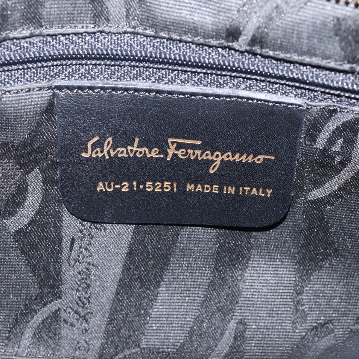 Salvatore Ferragamo Vala Canvas Navy Canvas Shoulder Bag Bag (Pre-Owned)