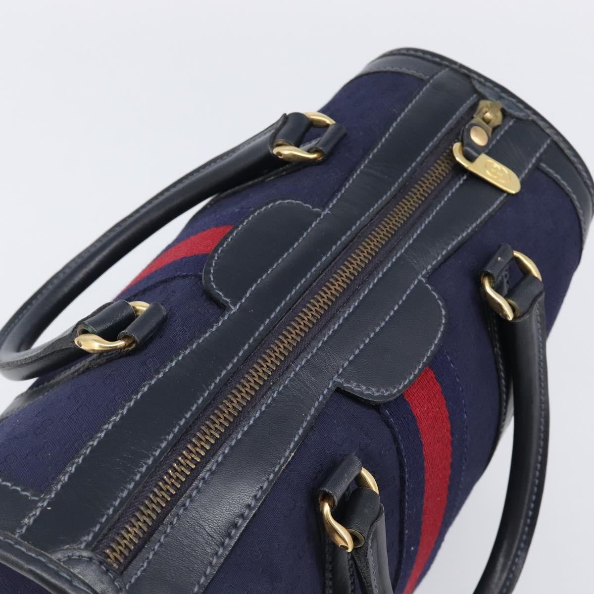 Gucci Vintage Web Boston Gg Canvas Navy Canvas Handbag (Pre-Owned)