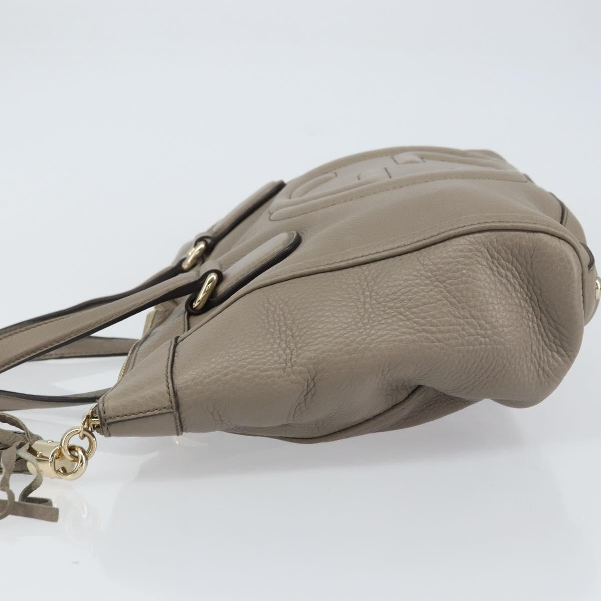 Gucci Soho Convertible Soft Top Handle Leather Gray Leather Handbag (Pre-Owned)