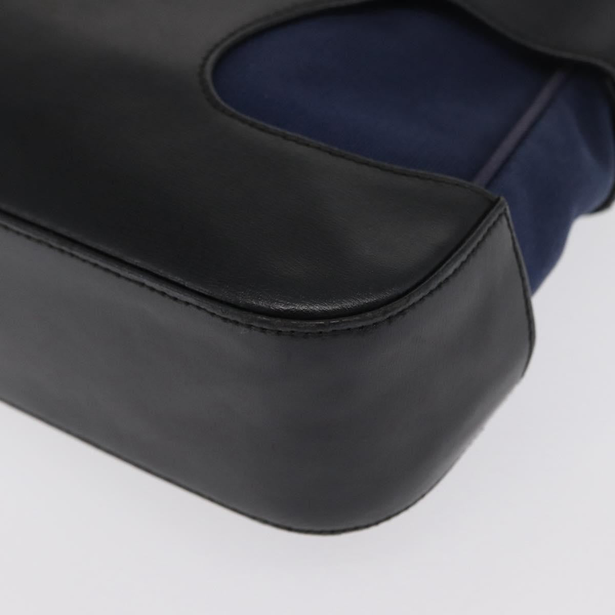 Salvatore Ferragamo Cut Out Canvas And Leather Navy Canvas Shoulder Bag Bag (Pre-Owned)
