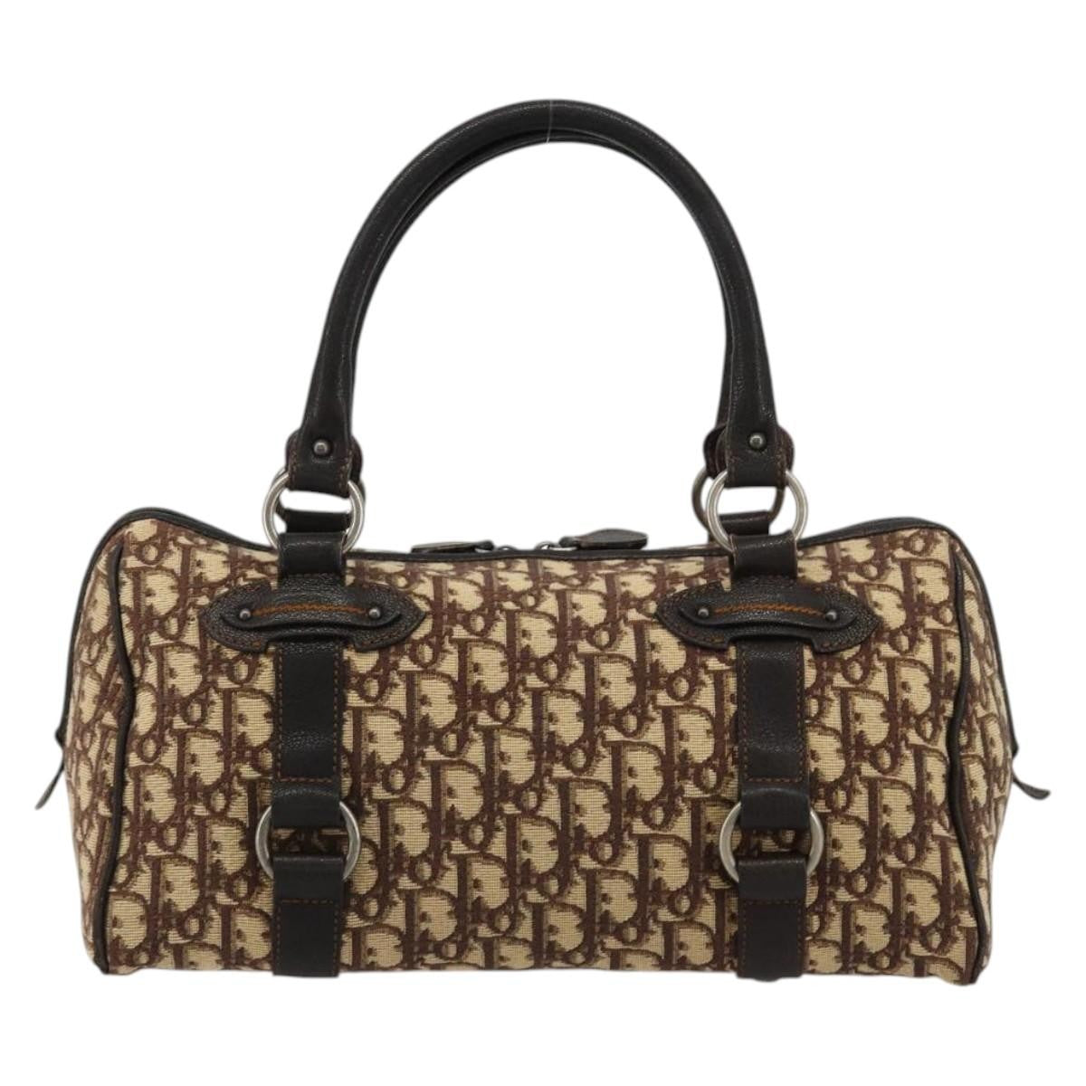 Christian Dior Vintage Cd Trotter Canvas Brown Canvas Handbag (Pre-Owned)