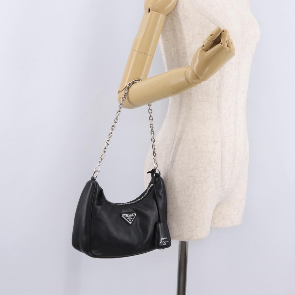 Prada Re-Edition 2005 Nappa Leather Black Leather Shoulder Bag Bag (Pre-Owned)
