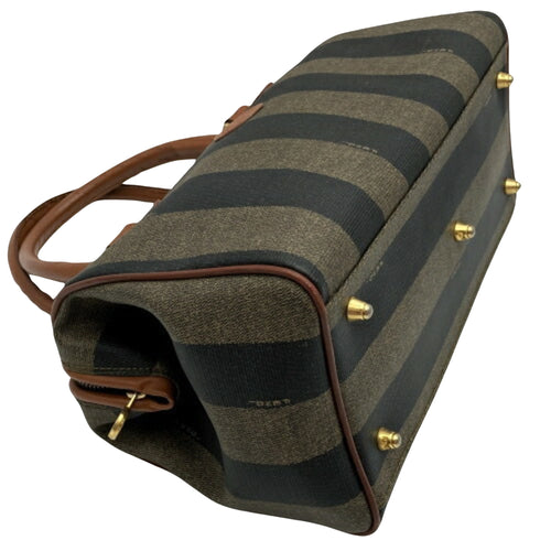 Fendi Pequin Black Leather Handbag (Pre-Owned)