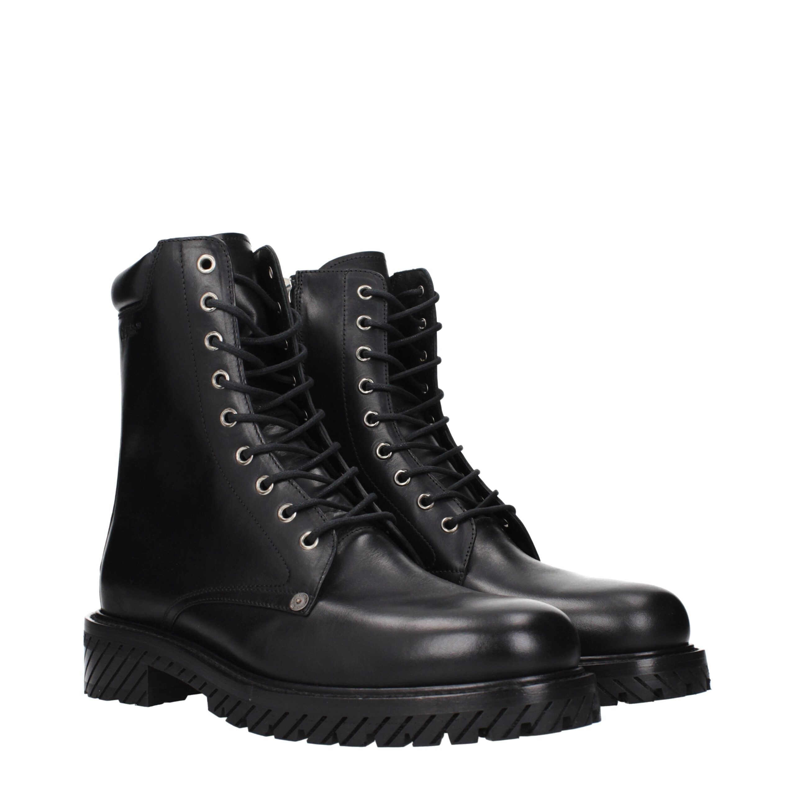 Off-White Black Leather Ankle Men's Boots