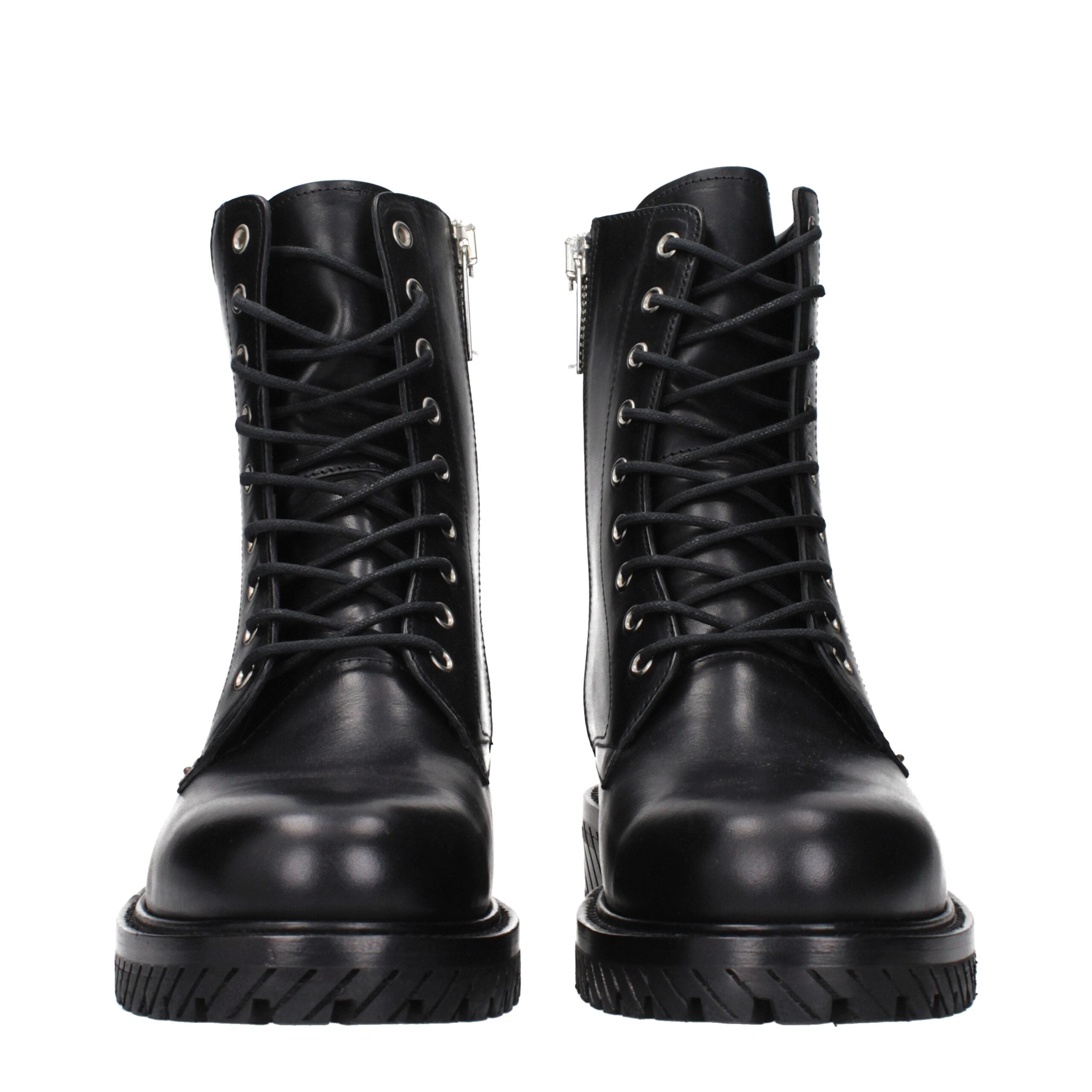 Off-White Black Leather Ankle Men's Boots
