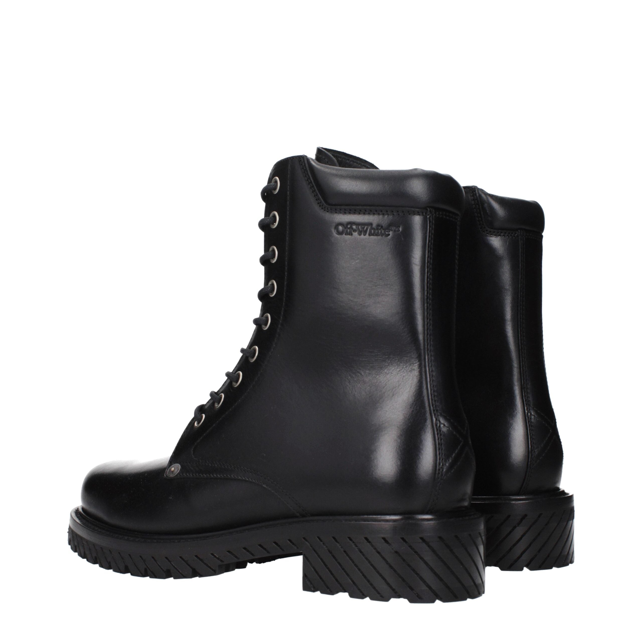 Off-White Black Leather Ankle Men's Boots