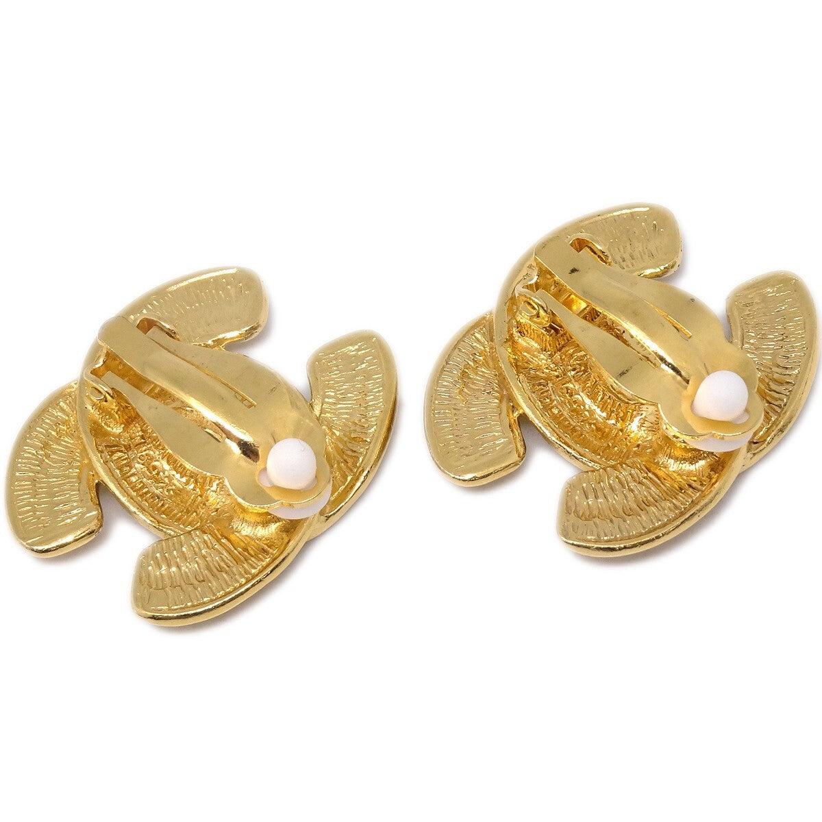 Chanel Cc Clip-On Quilted Metal Gold Gold_Plated Earrings Jewelry (Pre-Owned)
